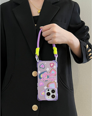 Ins Star Love Fantasy Purple Case สำหรับ iPhone15 รอบหูฟังสีม่วง กระเป๋าใส่โทรศัพท์สำหรับ iPhone14 Promax Quad Angle Anti Drop Case สำหรับ iPhone13pro กระเป๋าสะพายไหล่เอียงสำหรับ iPhone12 Promax