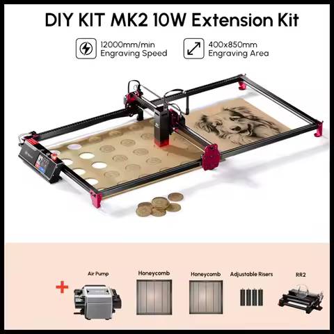 AlgoLaser DIY KIT MK2 10W Touch Screen 400X850MM Large Area Woodworking for Wood Metal Crafting Cust
