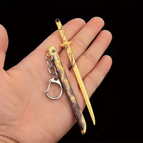 Alloy sword model, sword model keychain, five clawed golden dragon sword with sheath alloy model, an