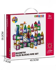 พร้อมส่ง!! แผ่นตัวต่อแม่เหล็กพร้อมรางและบอล 163 ชิ้น MAGNETIC TILES ของเล่นเสริมทักษะและพัฒนาการ
