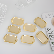 walashop89 DT23-103 ถาดพลาสติกสี่เหลี่ยมสีทองมีหูจับ[8] H5-2