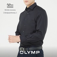 OLYMP LUXOR Shirt เสื้อเชิ้ตชาย  สีดำ ทรงหลวม ใส่สบาย รีดง่าย  NOSLGR เสื้อทำงาน  เสื้อเชิ้ตทำงาน