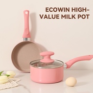 Ecowin Nonstick Cookware Set - Milk Pan + Frying Pan Pink Periuk Pfoa-Free Suitable For All Stoves