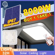 Solar Ceiling Light 8000W Outdoor Waterproof Solar Courtyard Light with Remote Control