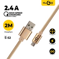 KLGO O S-52 1 meter 2.4A USB Fast Charger Data Cable cord Quick Charging for Type C Mobile Phone