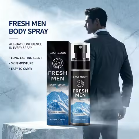 Fresh Men Body Spray Masculine Cool Scent Fine Mist Spray Deodorizing Body Mist Non‑sticky for Sport