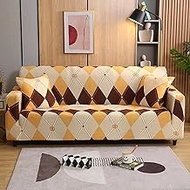 Cute Geometric Pattern Elastic Fabric Chair Loveseat Settee Sofa Covers, Fitted Slipcover Furniture Stretch Protector, All Seasons Universal, Non-slip, Machine Washable (1 2 3 4 Seater)