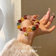 [miaom] [Christmas Gospel] Natural Black Gold Super Seven Green Hair Crystal Red Glue Flower Crystal