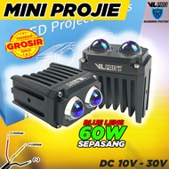 Mini Projie 2 Mata Bluelens Bi-LED Original VLPRO MT27 Laser Gun Projector Double Color KUNING PUTIH 12V 24V Jauh Dekat High low Lampu Tembus Hujan Kabut Foglamp Tembak U-Series Waterproof Biled Warna NO Vahid Beebot Autovision Pro7 Vinyx AES Mobil Motor