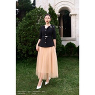 MY WAY Women's Vest Set with Mesh Flared Skirt Round Neck Elegant Floral Applique 6MV1560HW -1MCX645
