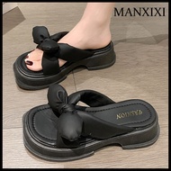 MANXIXI Fashion Women Wedge Heels 1.97 Inches Beautiful Bow Thick Sandals (Size 35-40)