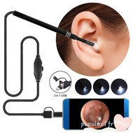 POPULARFR Ear Camera Scope Visible Ear Wax Removal Kit Borescope Cleaning Ear
