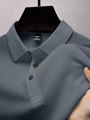 Manfinity Homme Men's Summer Solid Color Short Sleeve Casual Office Polo Shirt