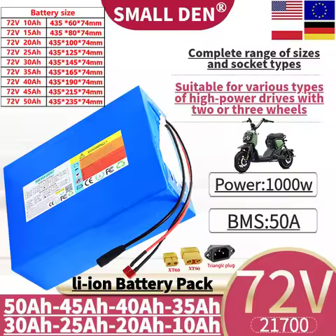 72V 50Ah 40Ah 30Ah 20Ah 45Ah 35Ah 25Ah 15Ah 21700 Li-ion Battery Pack with BMS 3500W Electric motorc
