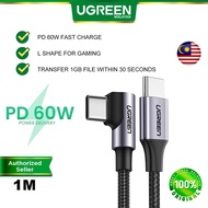 UGREEN USB C to Type C Cable Right Angle 90 Degree 60W PD Fast Charge L Shape for iPhone 16 Pro Max 