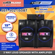 DB Audio SET-502-150BT 3 way loud speaker with amplifier  2000 x 2 watts  15" woofer  Bluetooth  wit