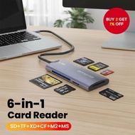 Type C TF XD CF M2 Memory Card Reader USB 6 in 1 Adapter for High Speed SD Data Transfer