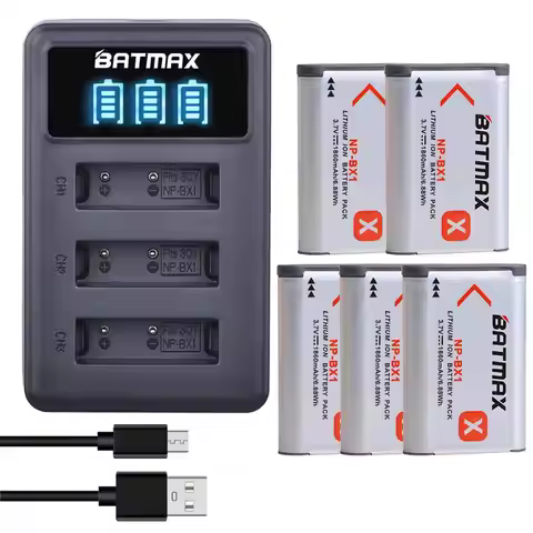 Batmax 1860mAh NP-BX1 npbx1 Battery+LED 3 Slots Charger for Sony ZV-1F DSC-RX100 M6 M7 M5A M3 WX500 