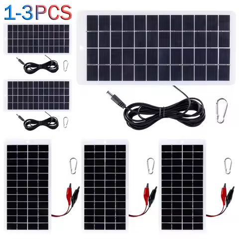 12V Solar Charger EVA Laminated 10W Solar Power Bank with DC Port Carabiner Emergency Solar Charger 