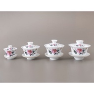 Mini Gaiwan Teacup Ceramic Sancai Gaiwan Single Small Gaiwan Teacup Sancai Tea Bowl White Porcelain 
