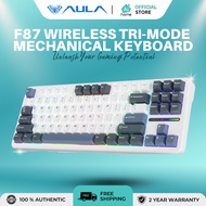 AULA F87 Wireless Tri-Mode Mechanical Gaming Keyboard Blue White 87 Keys Hot-Swappable Gasket Mount