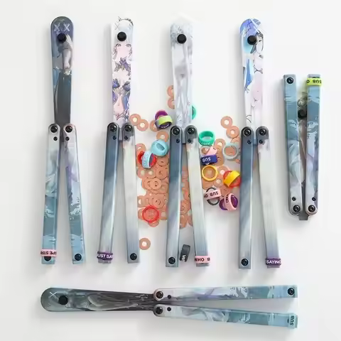 Portable Folding Butterfly Knife CSGO Balisong Trainer Plastic Material Pocket Practice Knife Traini