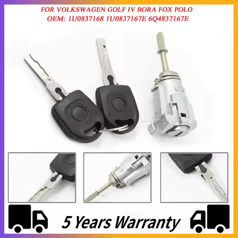 FOR VOLKSWAGEN GOLF IV BORA FOX POLO FRONT DOOR LOCK BARREL WITH 2 KEYS 1U0837168 1U0837167E 6Q48371