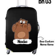 HITAM We Bare Bear Motif Elastic Luggage Protector Cover Size S M L Cover Stretch Luggage Elastic xventure Size 20 22 24 28 inch inc Black Voja Medium Polo Samsonite Cammo Can Request Using Free Name Anti Dust Scratch _