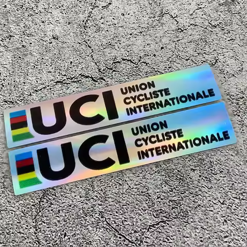 2Pcs UCI Certified Laser Cut Bike Seat Bar Sticker, UV Gradient Rainbow Waterproof Scratch Resistant