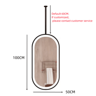 Single Face Mirror Bathroom Makeup Mirror Oval Ceiling Hanging Mirror