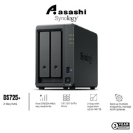 Synology DS725+ 2-Bay NAS Storage (AMD Ryzen R1600 Dual Core 2.6Ghz up to 3.1GHz, 4GB DDR4 ECC, 1 x 