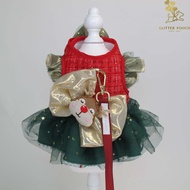 Glitter Pooch Harness ชุดรัดอก สายจูง เสื้อผ้า สุนัข หมา แมว สัตว์เลี้ยง พร้อม สายจูง รุ่น Santy Bab