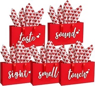 YIXAXKAO 5 Senses Gift Bags Five Senses Gift Bags with Tissue Paper Kraft Paper Bag with Ribbon Hand