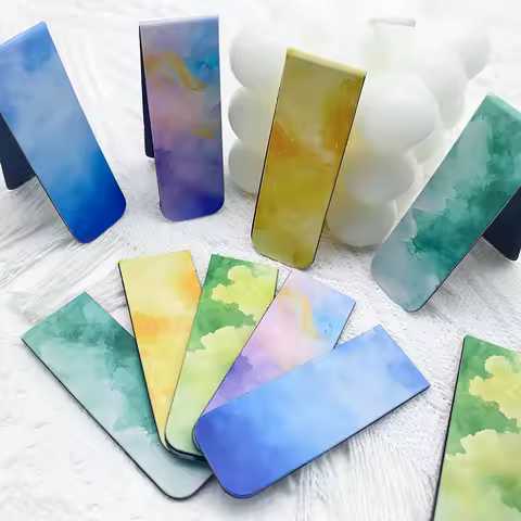 5pcs Watercolor Magnetic Bookmark Reading Pages Books Annotated School Stationary Supplies DIY Aesth