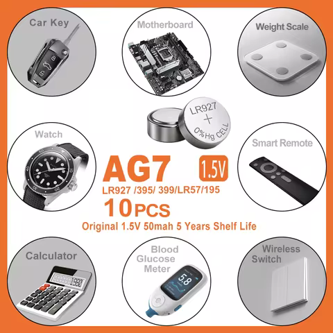 10PCS 1.55V AG7/AG8/AG9/AG10/AG11/AG12/AG13 Alkaline Coin Cell Battery Button Batteries For Watch To
