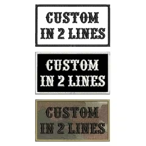 Custom 2 Lines Name Tags Army Blood Number ID Badage Embroidered Patch with Merrow Border Hook Backi