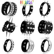 Punk crock rivet hiphop leather bracelet HELLO247, strong dusty style leather bracelet for men and w