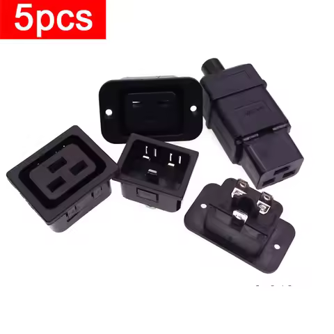 5pcs Black 16A C20 C19 PDU Industry Power Receptacle AC Outlet Wire Connector PCB Panel Mount Electr