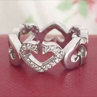 💋今日特價💋正品 Cartier 18K 白金C字心型鑽石戒指 鑽戒