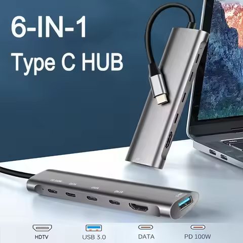 HUB USB C Hub 4K HDTV type c to USB 3.0 pd 100W DATA USB 2.0 Multiport Adapter Splitters for macbook