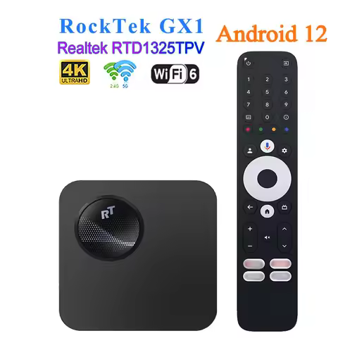 RockTek GX1 TV BOX 4GB RAM 32GB ROM Realtek RTD1325TPV Wifi6 BT5.2 4K Android 12 Media Player Set To