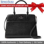 Kate Spade Handbag In Gift Box Crossbody Bag Madison Saffiano Leather Medium Satchel Black # KC436