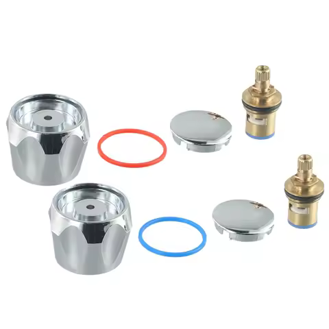 Hot Cold Faucet Tap Handle Knob Copper Valve Tap Reviver Conversion Kit 1/2 Inches Eplacement Heads
