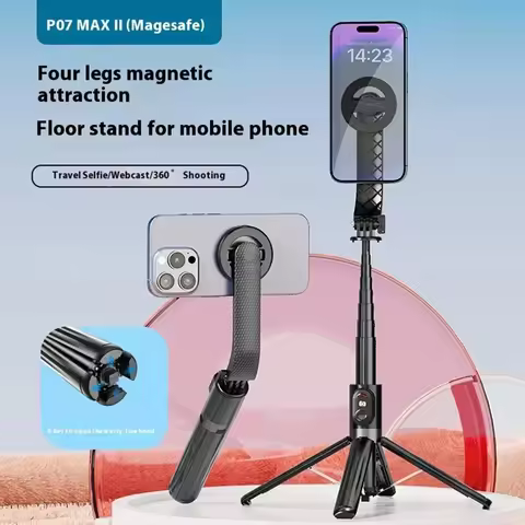 P07MAX Magnetic Phone Selfie Stick Bluetooth-Compatible Remote Control Extendable Four-Legged Bracke