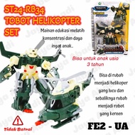 HIJAU RB34 | GREEN HELICOPTER TRANSFORMING ROBOT TOBOT MINI APACHE
