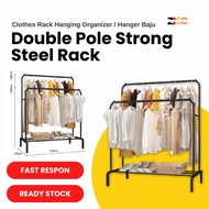 Double Pole Clothes Hanging Rack Rak Besi Penyangkut Sangkut Gantung Baju Besi Ikea Murah with Gifts