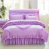 ชุดผ้าปูที่นอน ผ้าปูเตียง เนื้อผ้า Cotton 100% ขนาด 5 ฟุต 6 ฟุต ผ้าปูที่นอนเจ้าหญิง งานแต่ง 4 ชิ้น ป