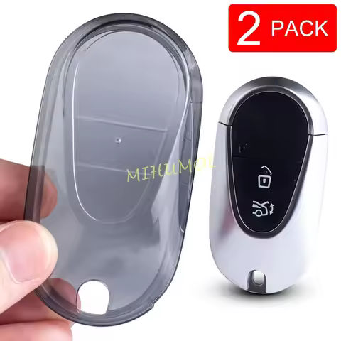 2Pcs Transparent Car Key Fob Case Cover For 2023 2024 2025 2026 Mercedes Benz C E S CLE GLC EQS EQE 