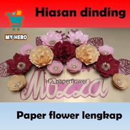 bunga kertas hiasan dinding paper flower backdrop dekorasi lamaran