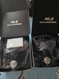 karina 帽子 限量版 mlb 簽名帽子，藍灰色都有